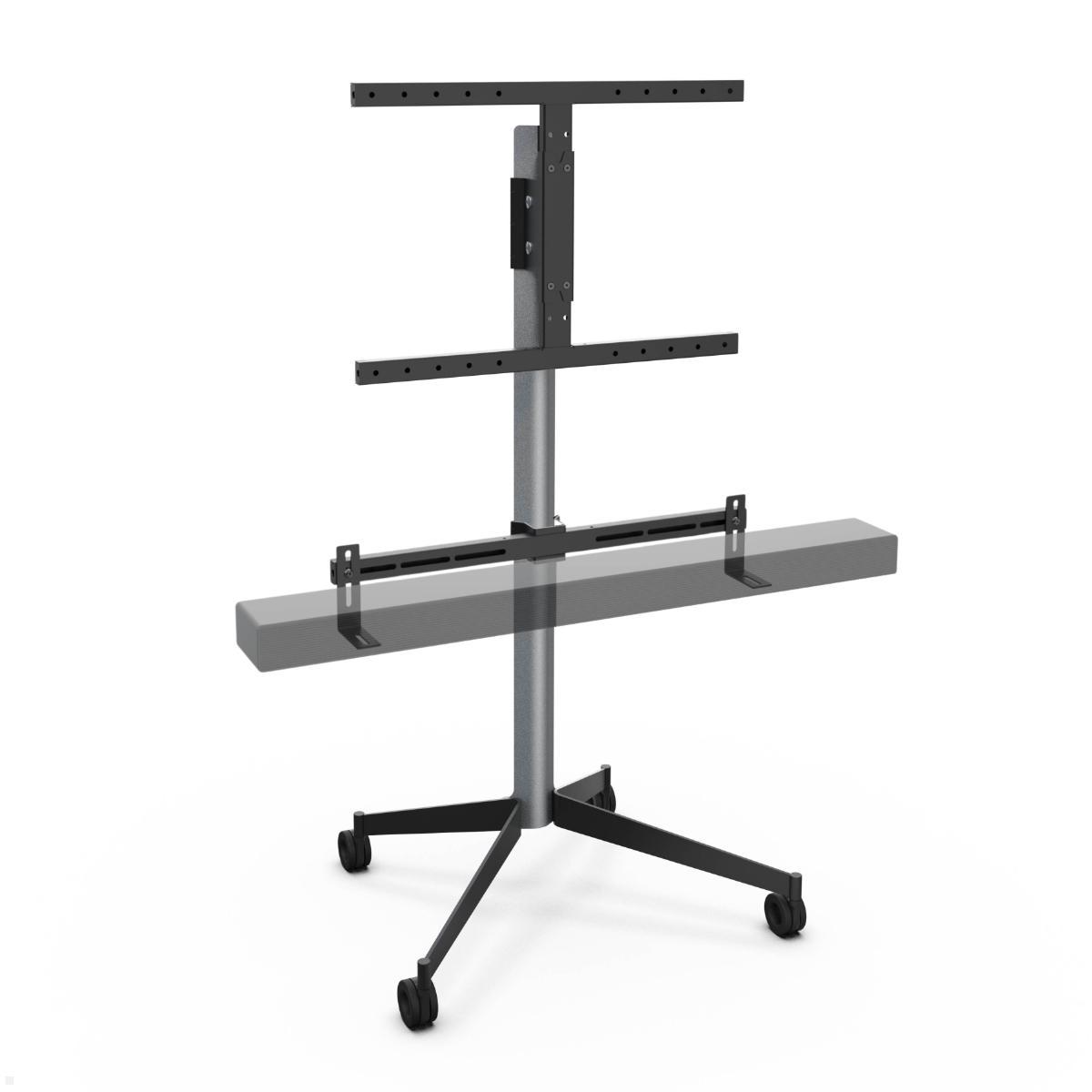 Erard KANA 1400XL mobiler TV Ständer mit Soundbarhalter 40-80 Zoll, silber / schwarz Erard KANA 1400XL mobiler TV Ständer mit Soundbarhalter 40-80 Zoll, silber / schwarz