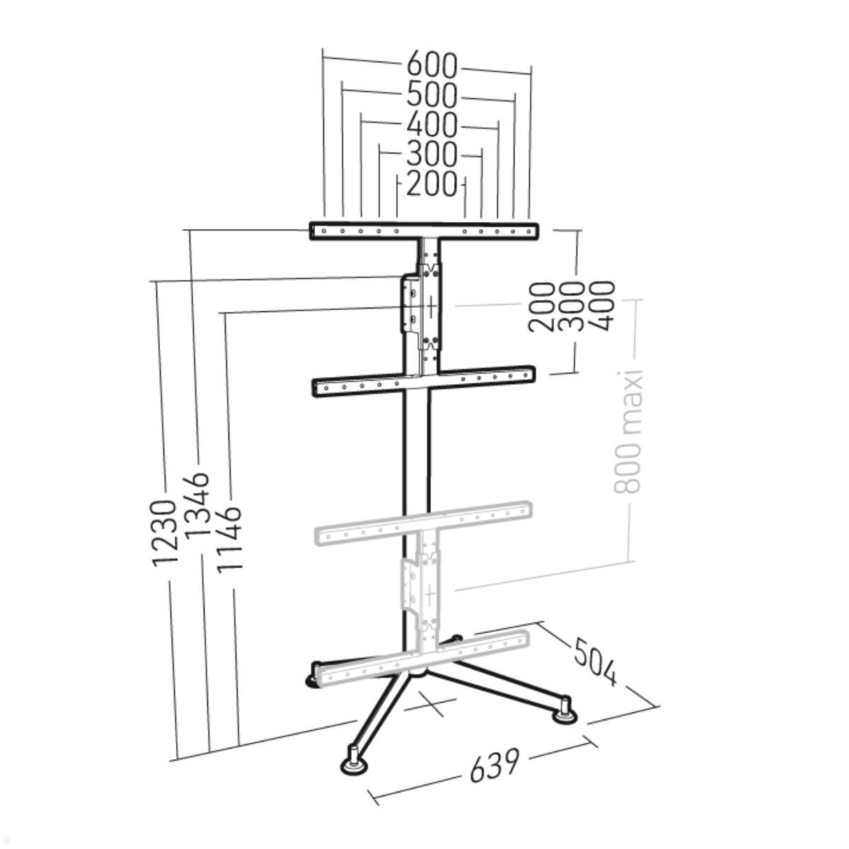 Erard KANA 1400XL mobiler TV Ständer 40-80 Zoll, Eiche hell / schwarz, Abmessungen ohne Rollen Erard KANA 1400XL mobiler TV Ständer 40-80 Zoll, Eiche hell / schwarz, Abmessungen ohne Rollen